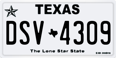 TX license plate DSV4309