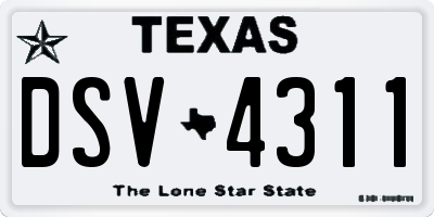 TX license plate DSV4311