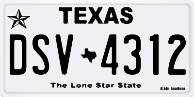 TX license plate DSV4312