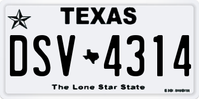 TX license plate DSV4314