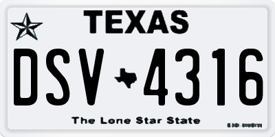 TX license plate DSV4316