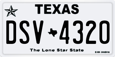TX license plate DSV4320