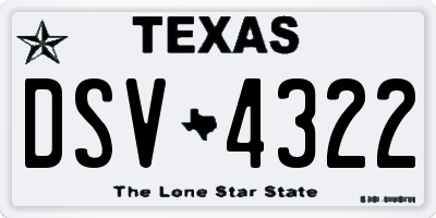 TX license plate DSV4322