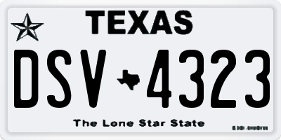 TX license plate DSV4323