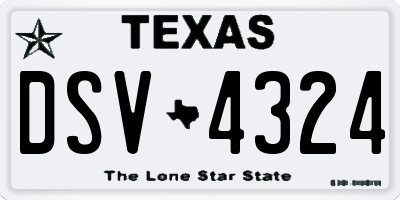 TX license plate DSV4324
