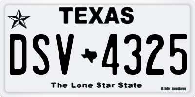 TX license plate DSV4325