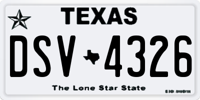 TX license plate DSV4326