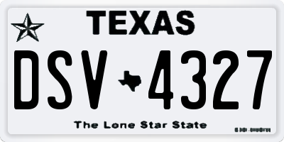 TX license plate DSV4327