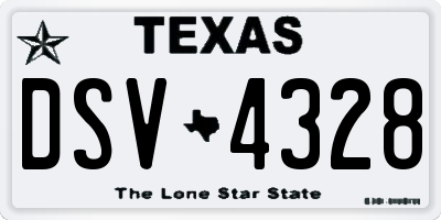TX license plate DSV4328