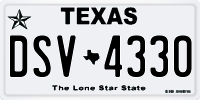 TX license plate DSV4330