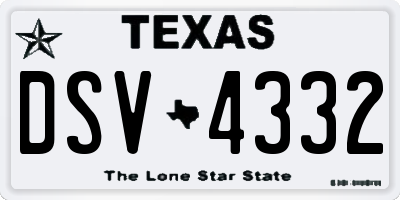 TX license plate DSV4332