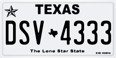 TX license plate DSV4333