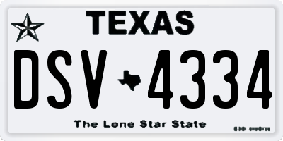 TX license plate DSV4334