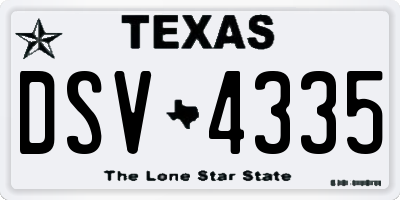 TX license plate DSV4335