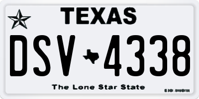 TX license plate DSV4338