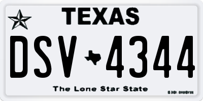 TX license plate DSV4344