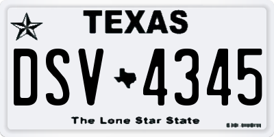 TX license plate DSV4345