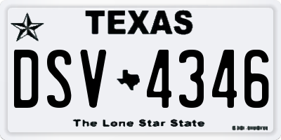 TX license plate DSV4346