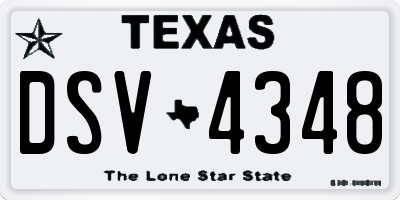TX license plate DSV4348