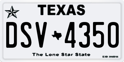 TX license plate DSV4350