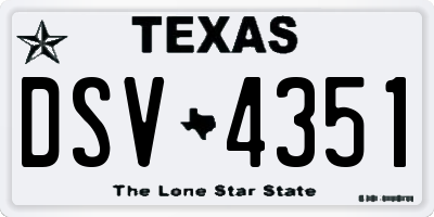 TX license plate DSV4351