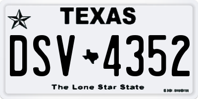 TX license plate DSV4352