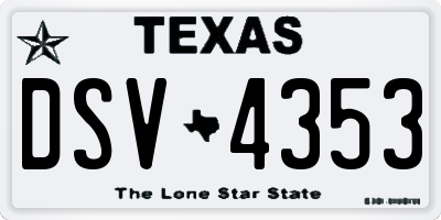 TX license plate DSV4353