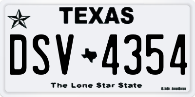 TX license plate DSV4354