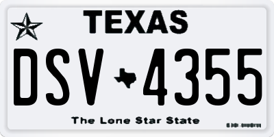 TX license plate DSV4355