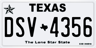 TX license plate DSV4356