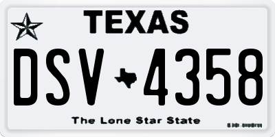 TX license plate DSV4358