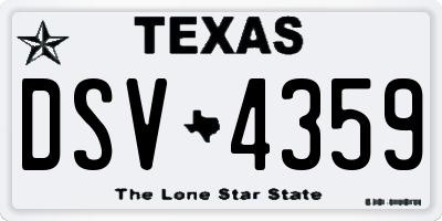 TX license plate DSV4359