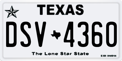 TX license plate DSV4360