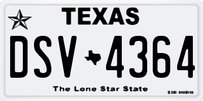TX license plate DSV4364