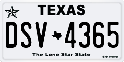 TX license plate DSV4365