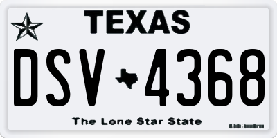TX license plate DSV4368