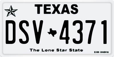 TX license plate DSV4371
