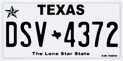 TX license plate DSV4372