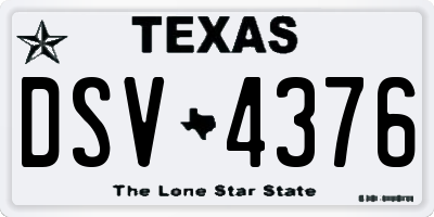 TX license plate DSV4376
