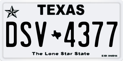 TX license plate DSV4377