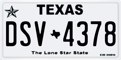 TX license plate DSV4378