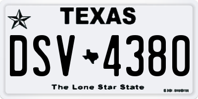 TX license plate DSV4380