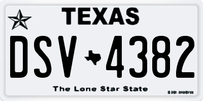 TX license plate DSV4382