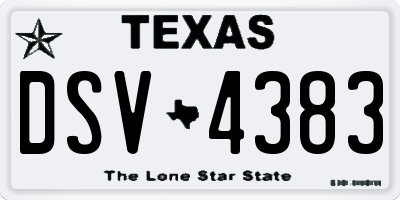 TX license plate DSV4383