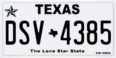 TX license plate DSV4385