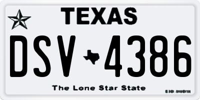 TX license plate DSV4386