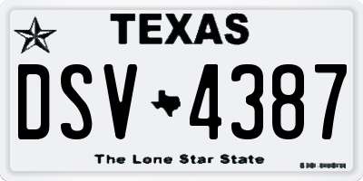 TX license plate DSV4387