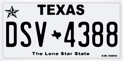 TX license plate DSV4388