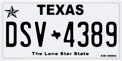 TX license plate DSV4389