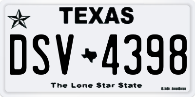 TX license plate DSV4398